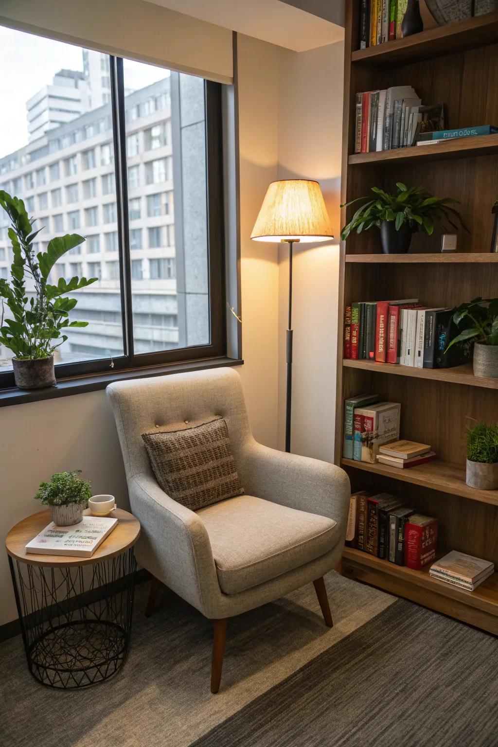 A tranquil hideaway inside your office to encourage moments of serenity.