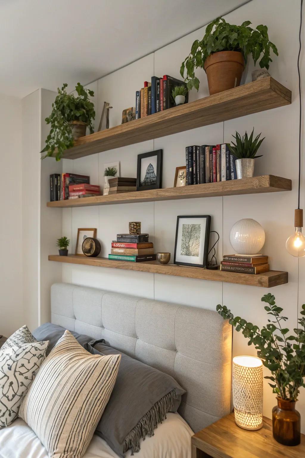Take your organization up a notch with attractive floating shelves.