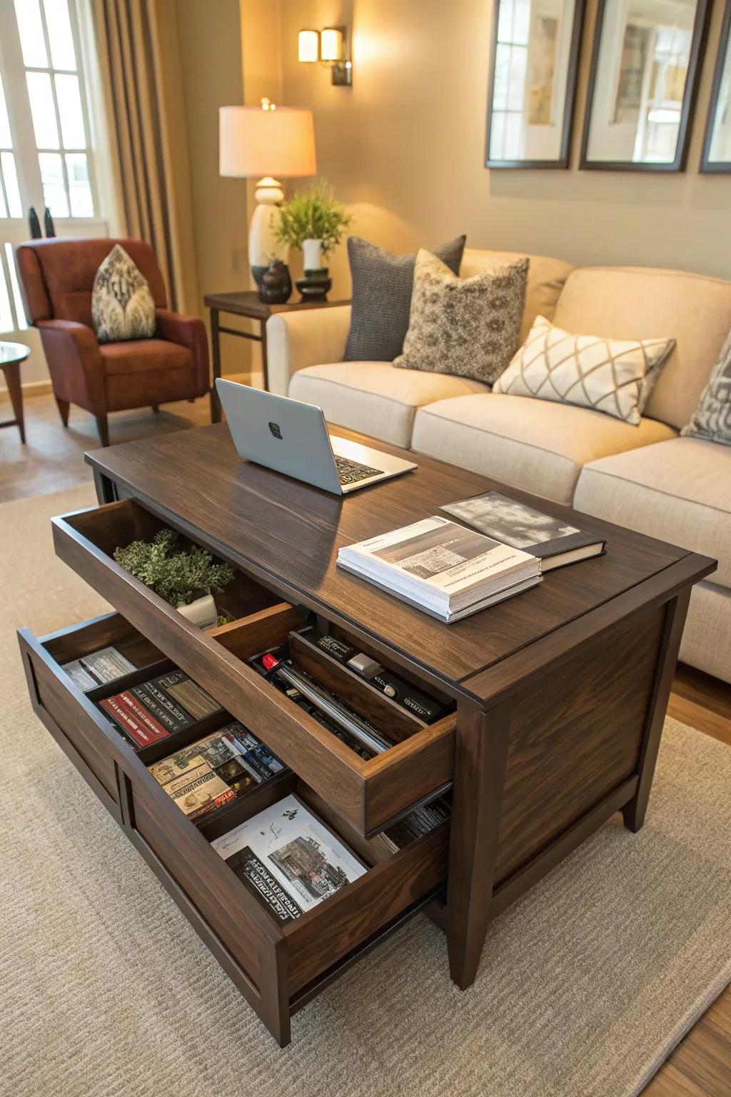 A center table with space is both trendy and useful.