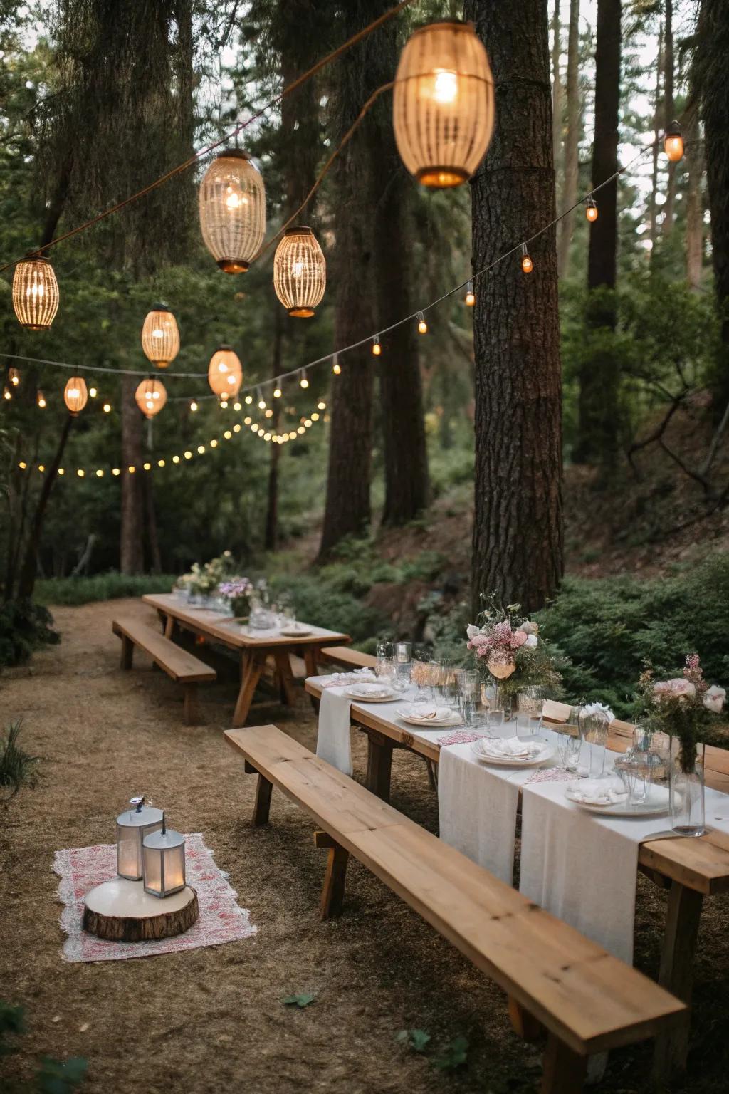 Nature harmonizes with country elegance for an unforgettable pre-wedding celebration.