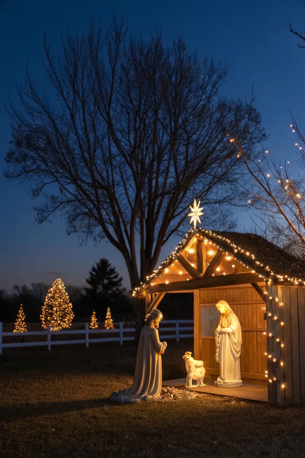 Craft a captivating evening display with lighted figures.