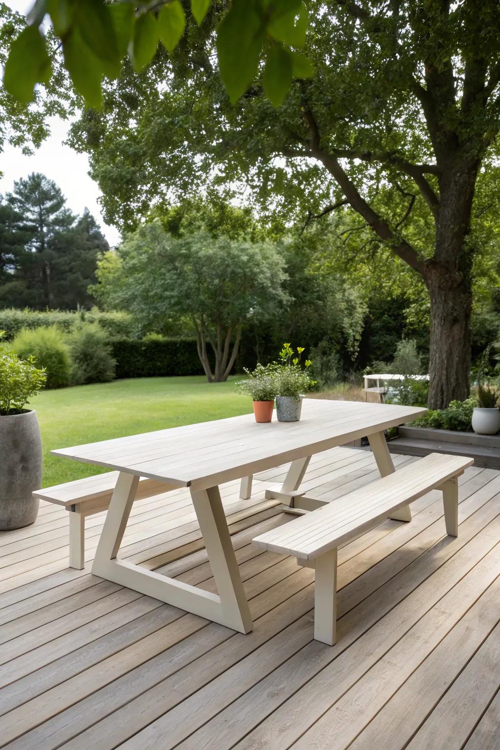 Contemporary design lends a dash of sophistication to outdoor dining.
