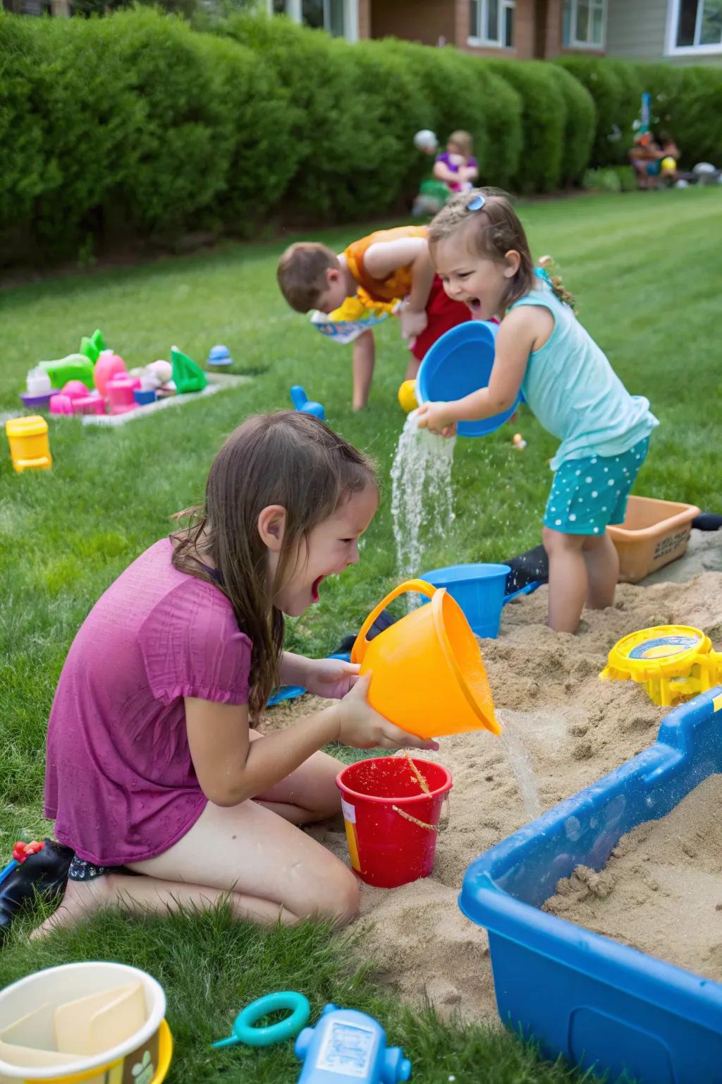Stimulate the senses with sand and water play areas.