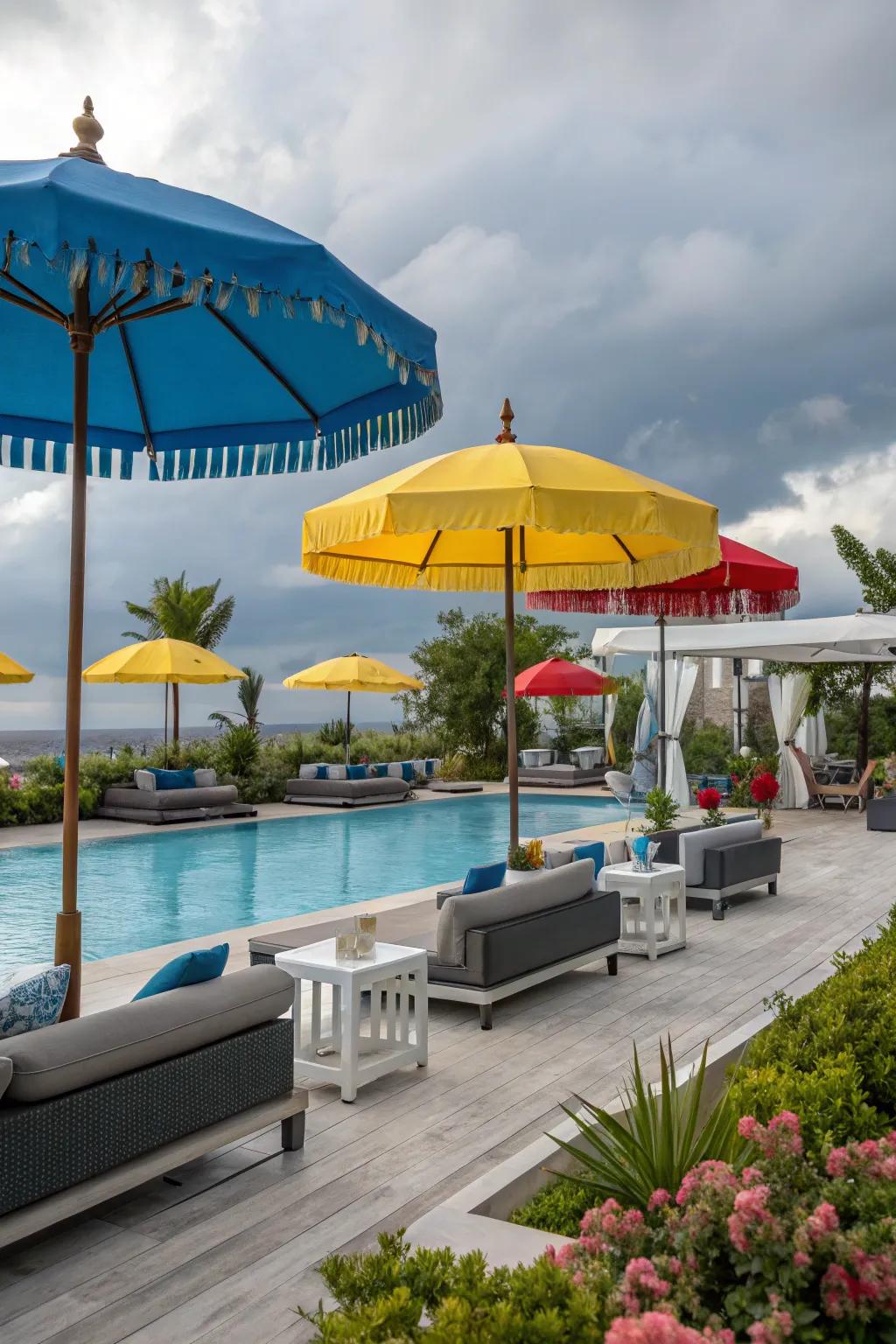 Striking umbrellas offer sun protection with a stylish flair.