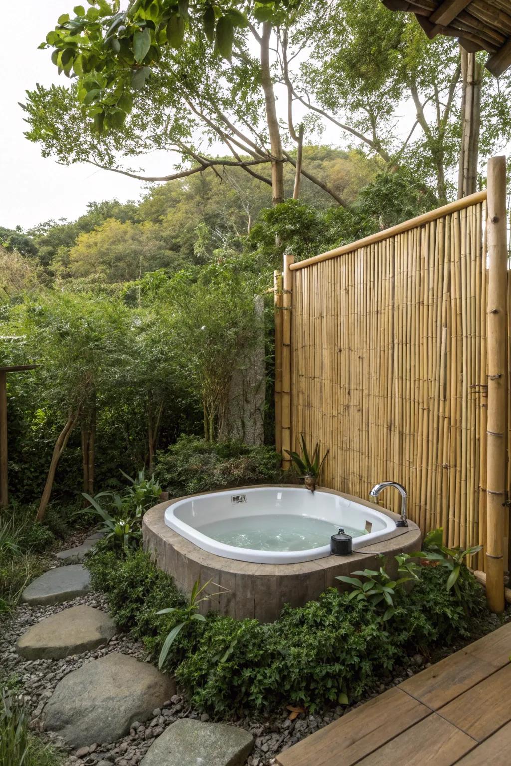 Secure both seclusion and tranquility through a natural reed stalk barrier.