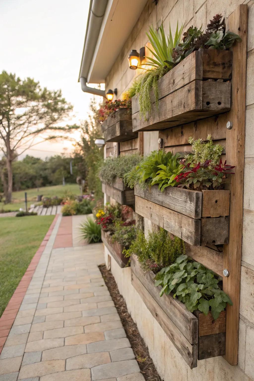 Show your care for nature by using upcycled wood planters.