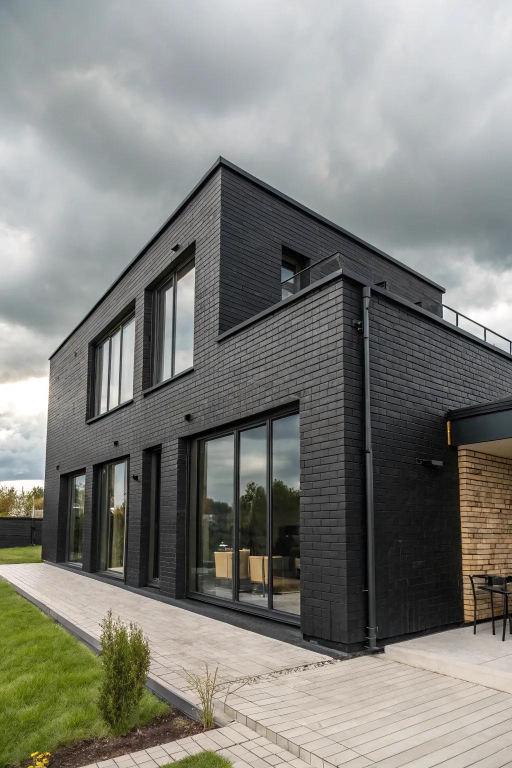 A striking black facade creates a memorable statement.