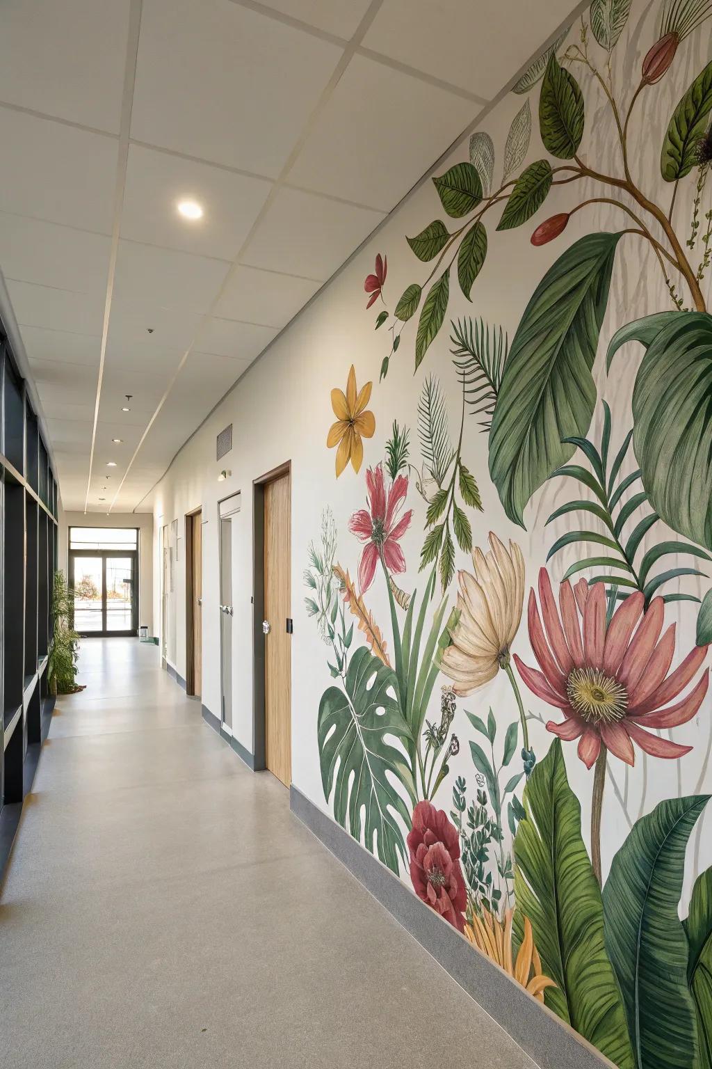 Invite nature inside with a beautiful botanical mural.