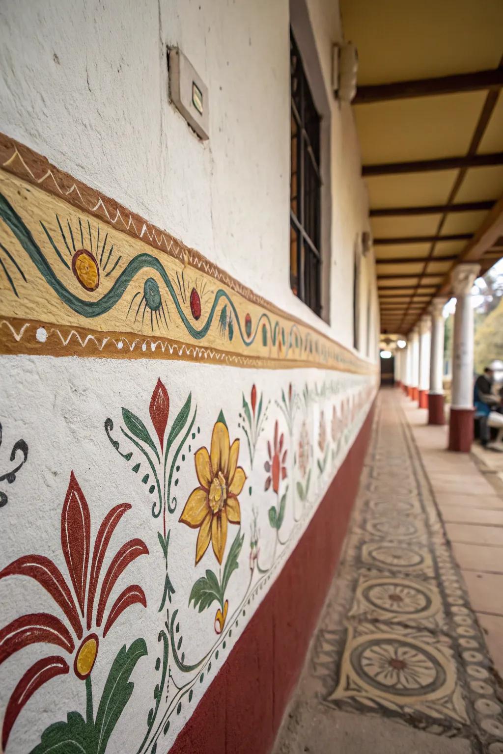 Personalize your area with hand-painted border craftsmanship.