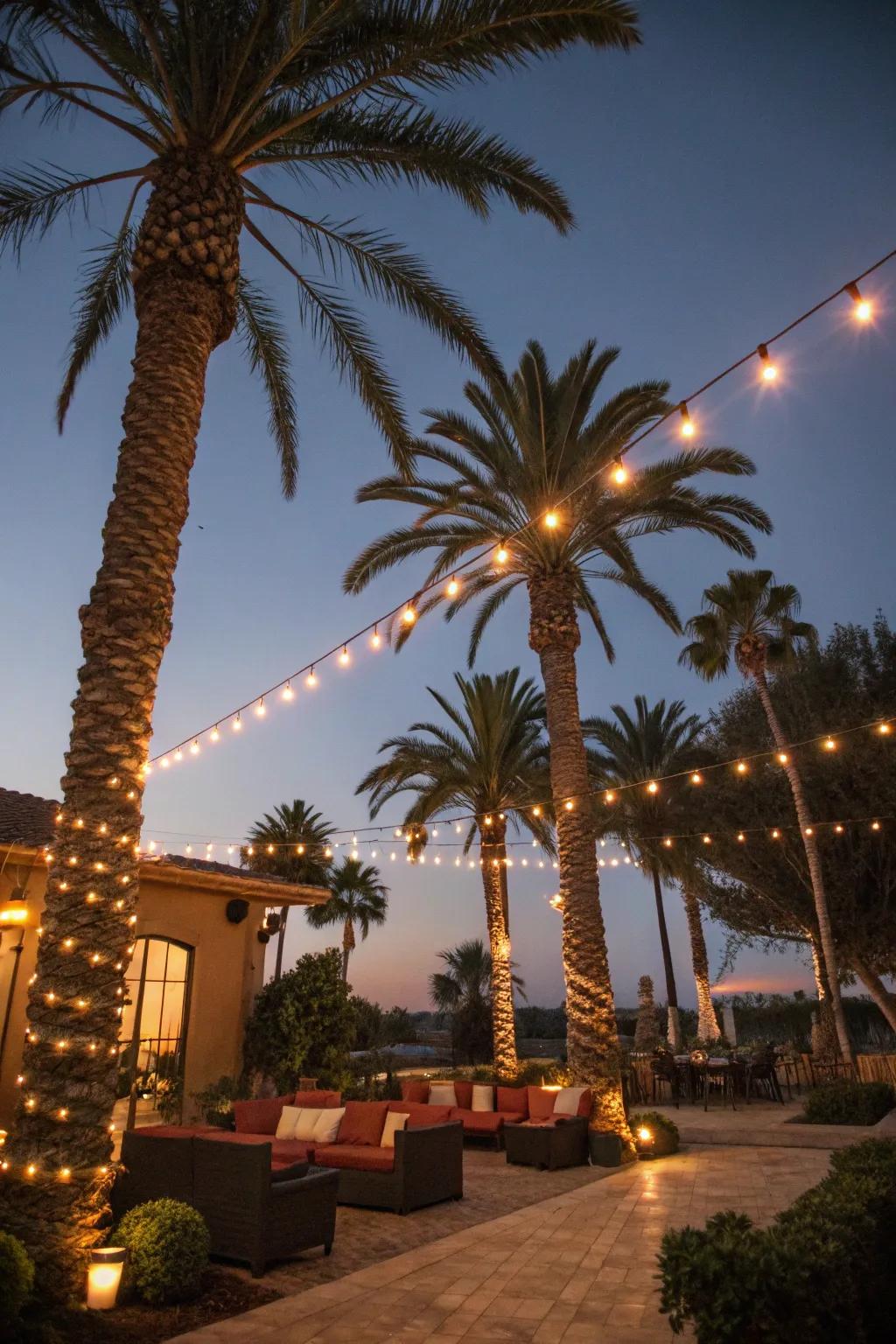 Create a magical atmosphere with twinkling string lights.