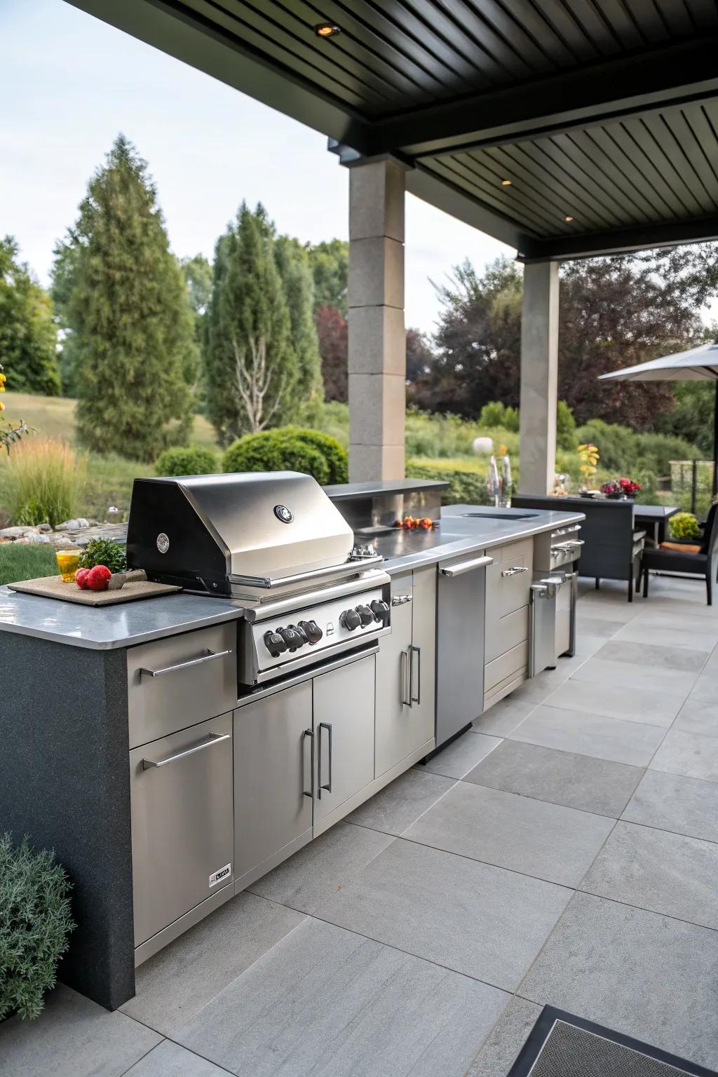 An open-air kitchen transforms your patio into a top-notch cooking zone.