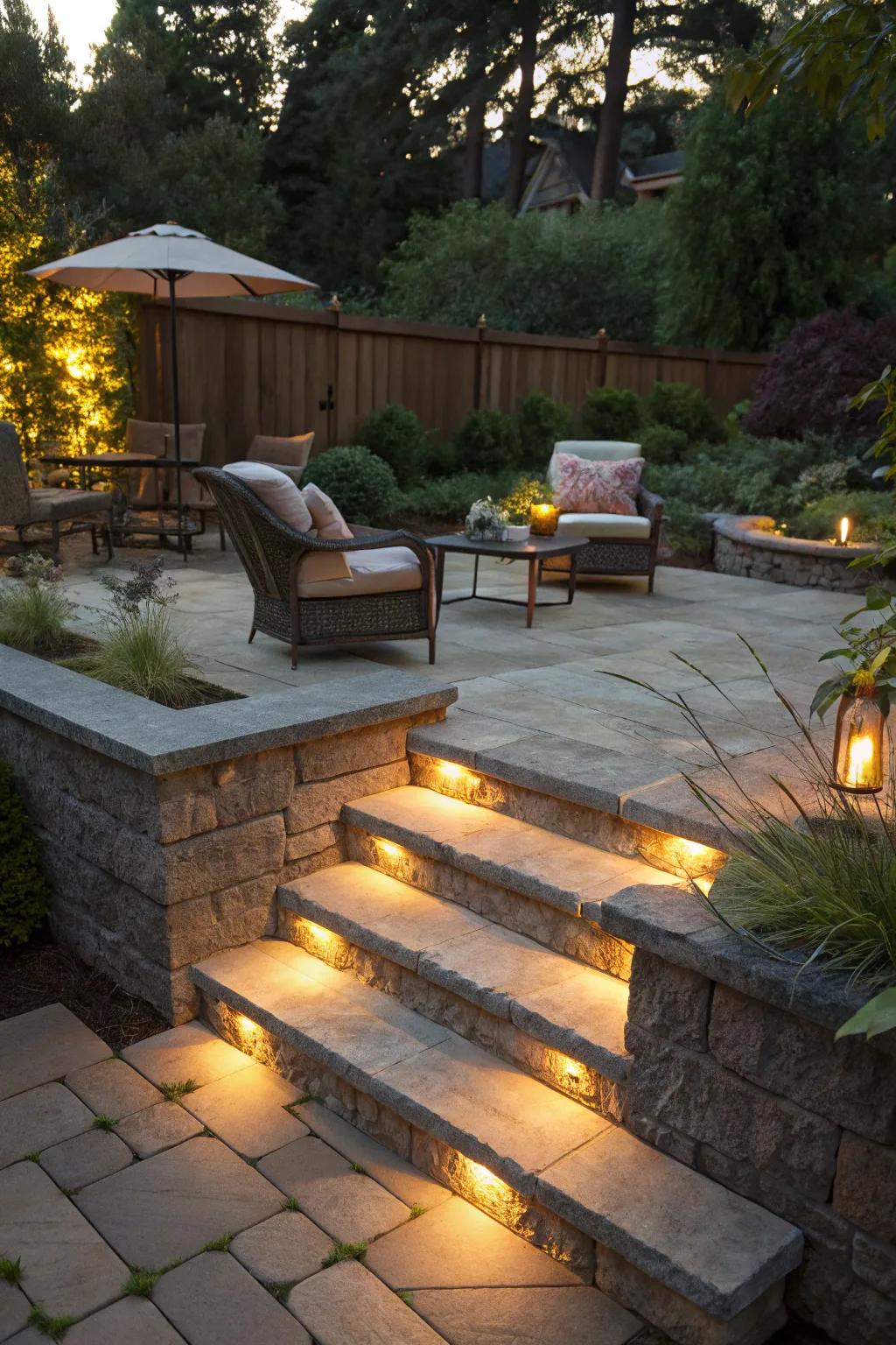 Integrated lights to create a spellbinding night atmosphere.