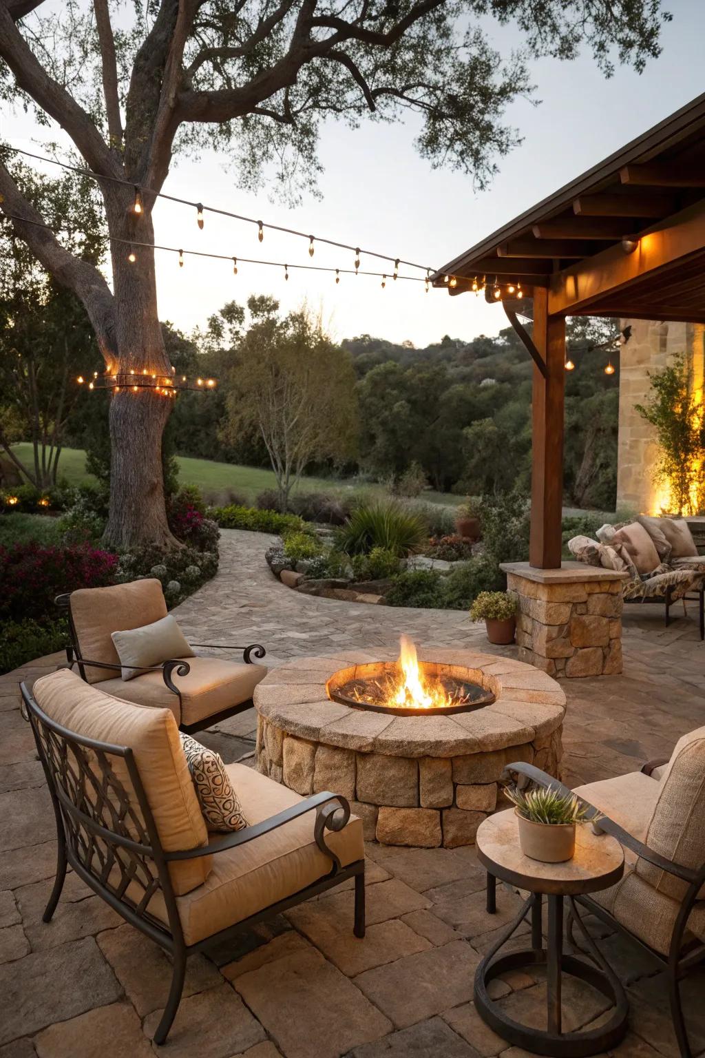 An inviting and cozy heating pit atmosphere for chilly nights.