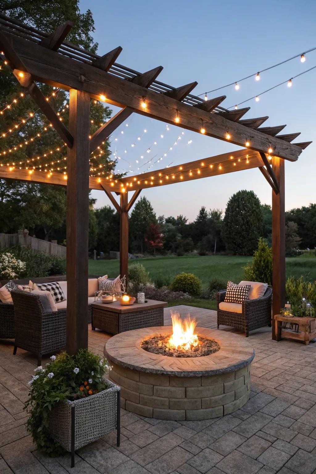Fashion enchanting evenings with filament bulbs above your fire pit.