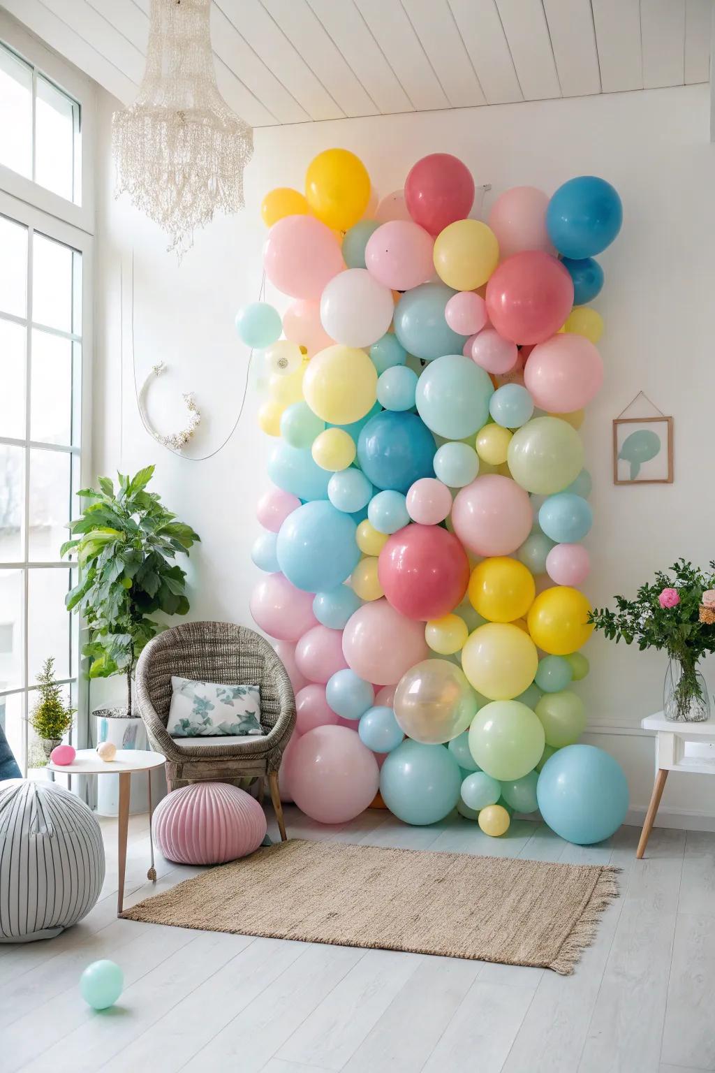 A spirited balloon arrangement introduces a splash of color to images.