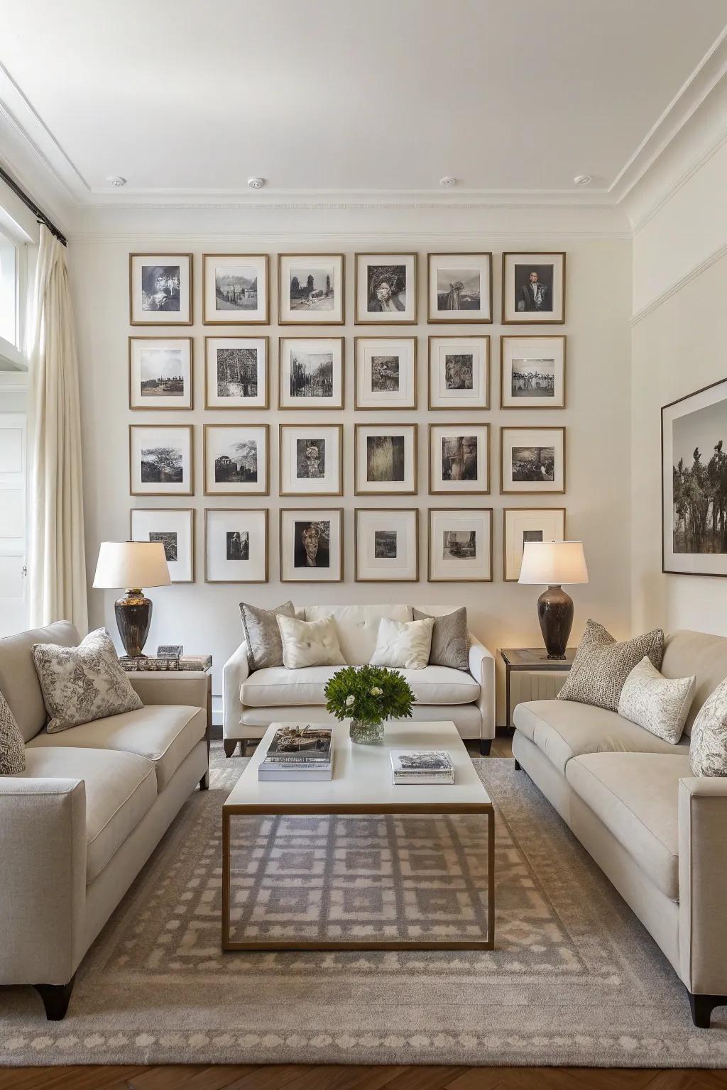 Symmetrical grids provide a sophisticated and structured visual.