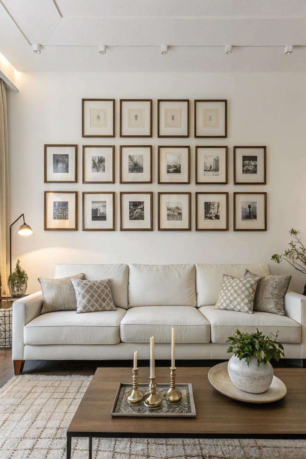 Symmetrical frame arrangement delivering a balanced aesthetic.