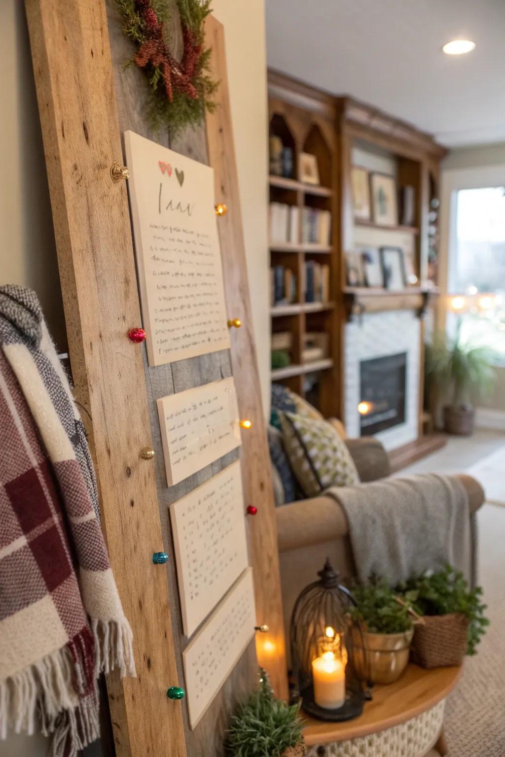 A weathered poetry display brings a sense of warmth and character to your space.