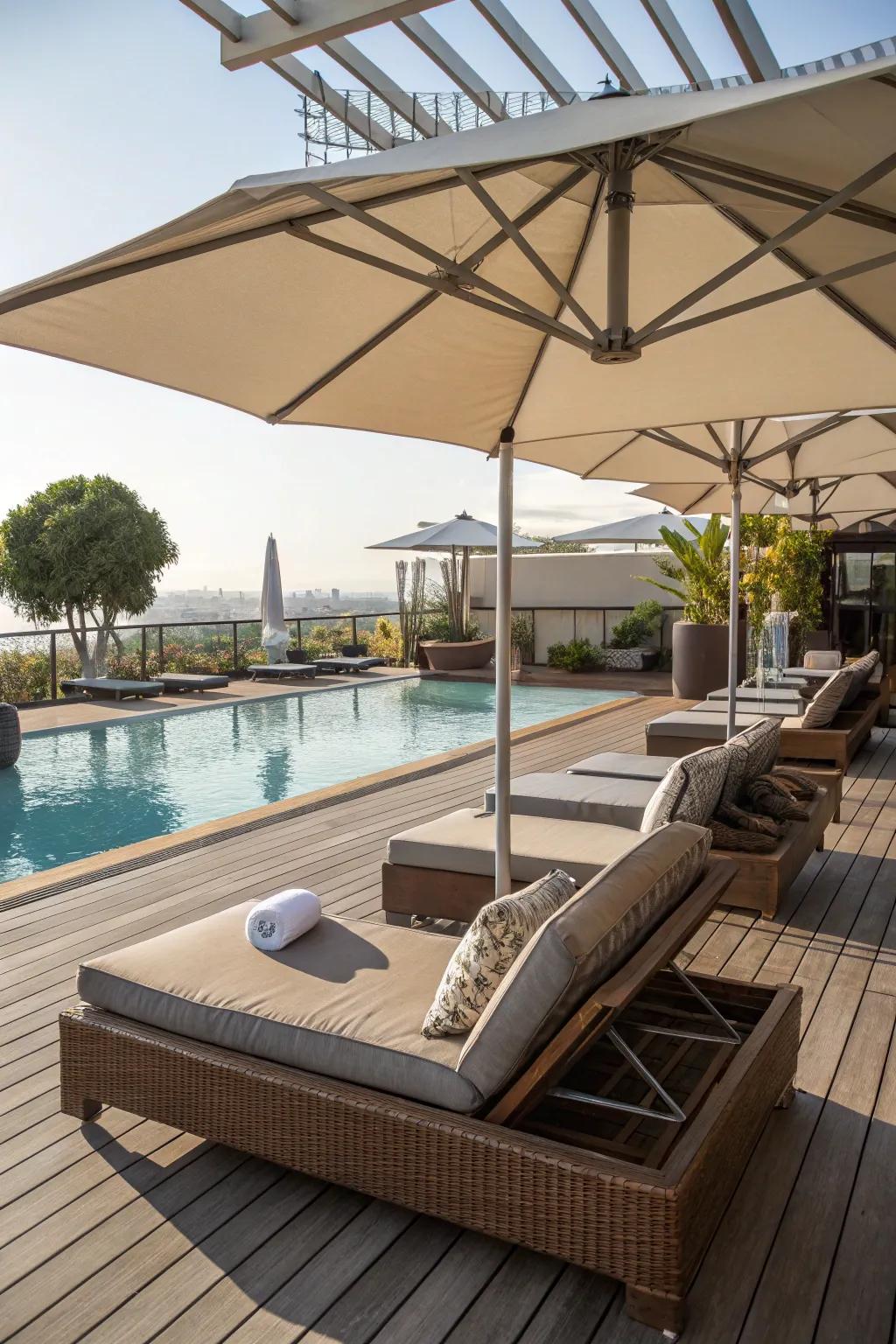 Craft a cozy relaxation zone for supreme poolside unwinding.