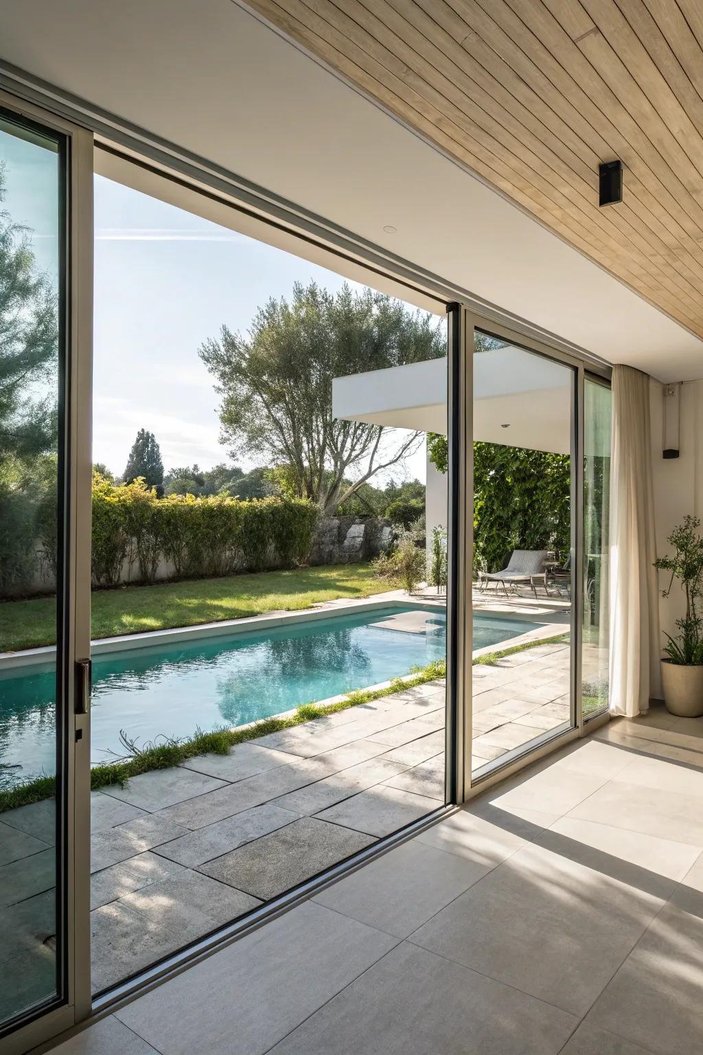 Enjoy a smooth transition between indoors and outdoors with expansive sliding doors