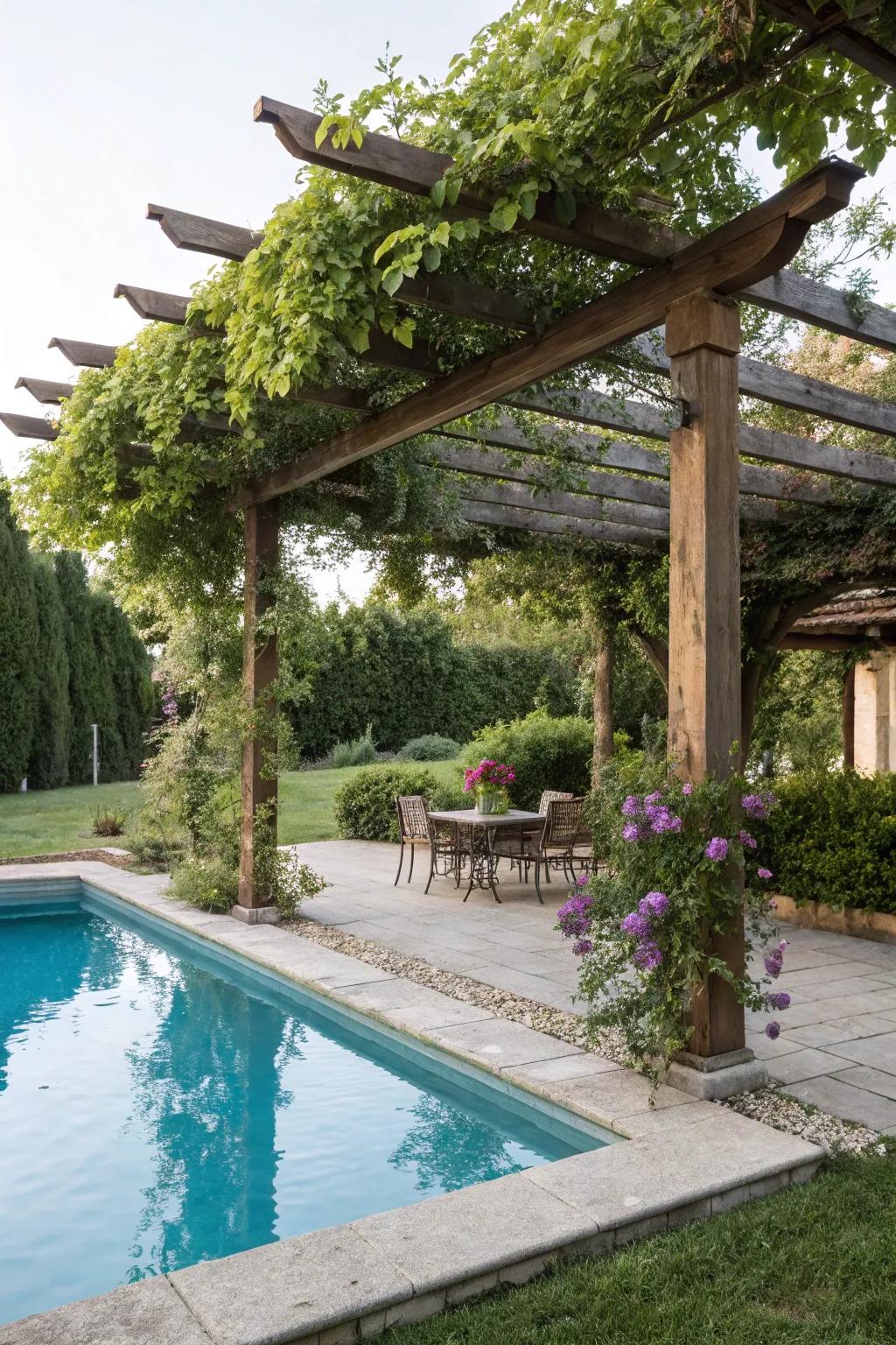 A classic pergola gives timeless allure and natural shade.