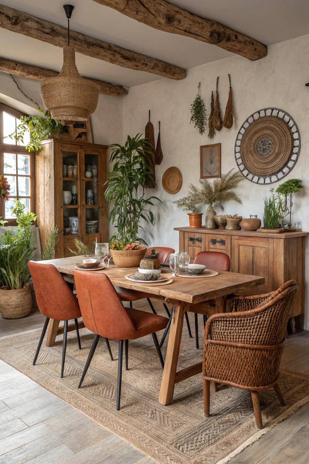 Natural hues create a comfortable and welcoming dining area.