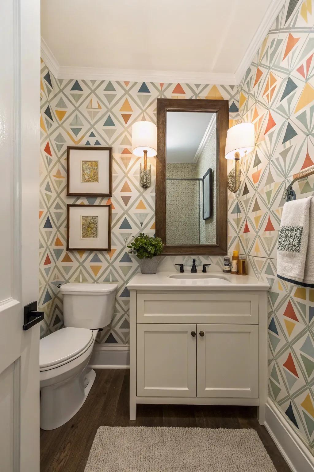 Symmetrical designs give your guest bathroom a fun yet stylish feel.