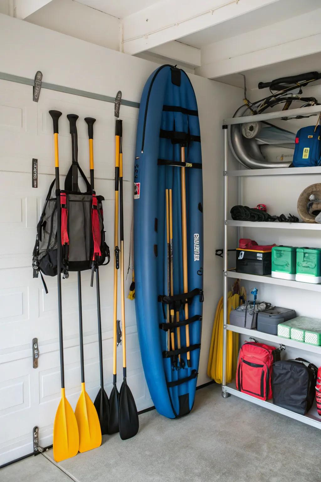 Storing vertically with wall racks makes the most of your space.