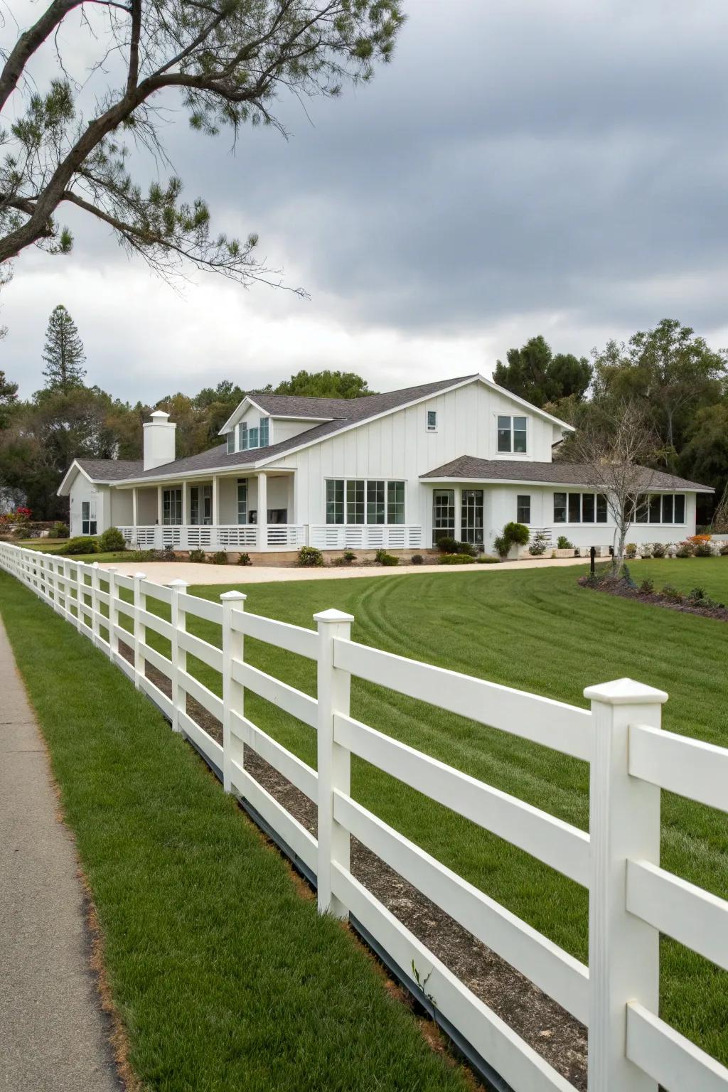 A sleek PolyRanch divider enhances a modern ranch property.