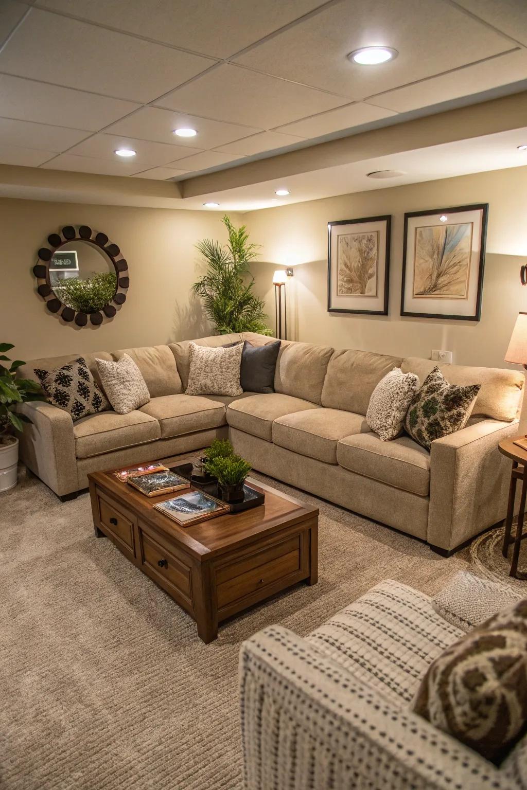 Modular sofas fully utilize corner spaces.