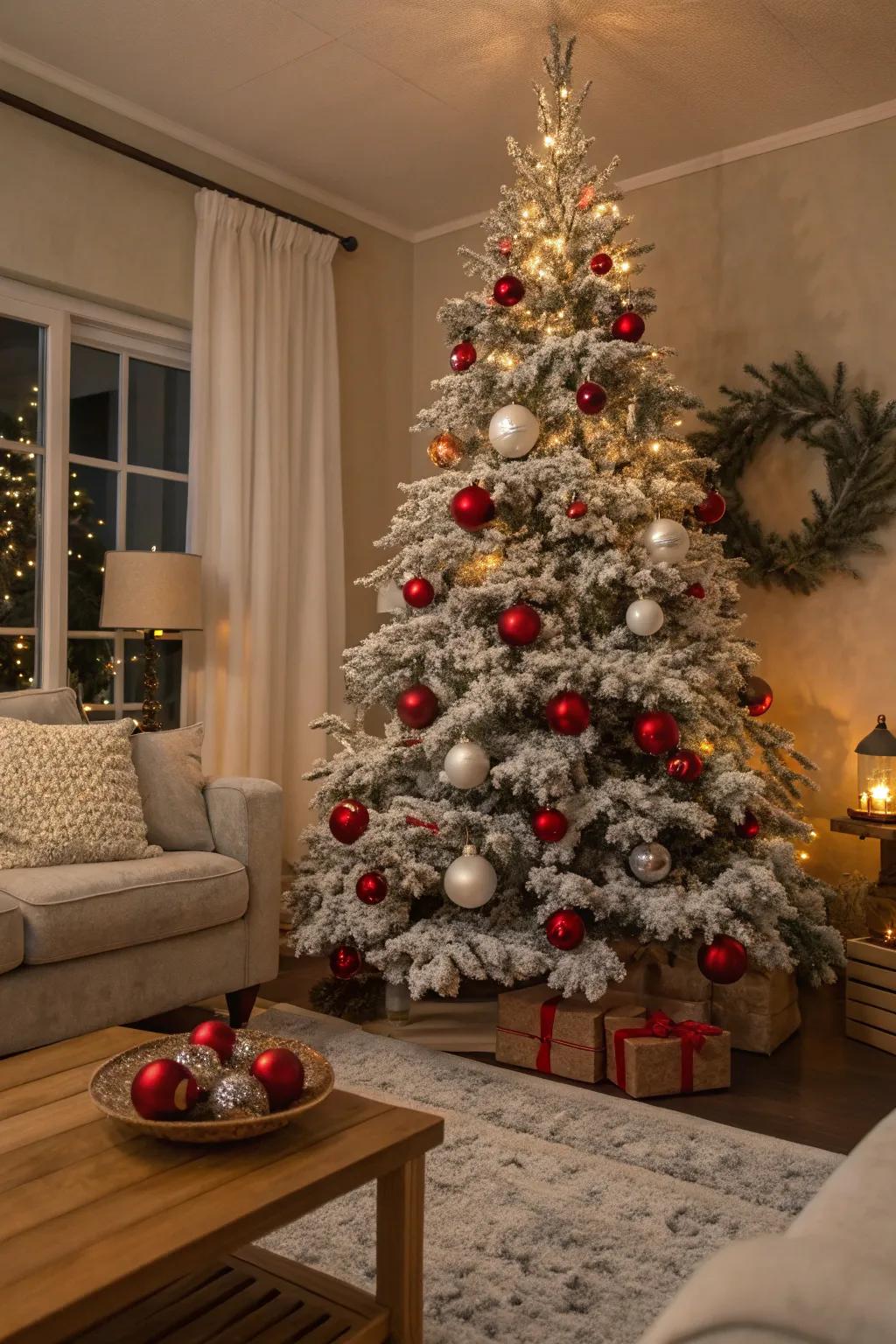 Iced foliage introduces a wintry allure to your festive ornamentation.