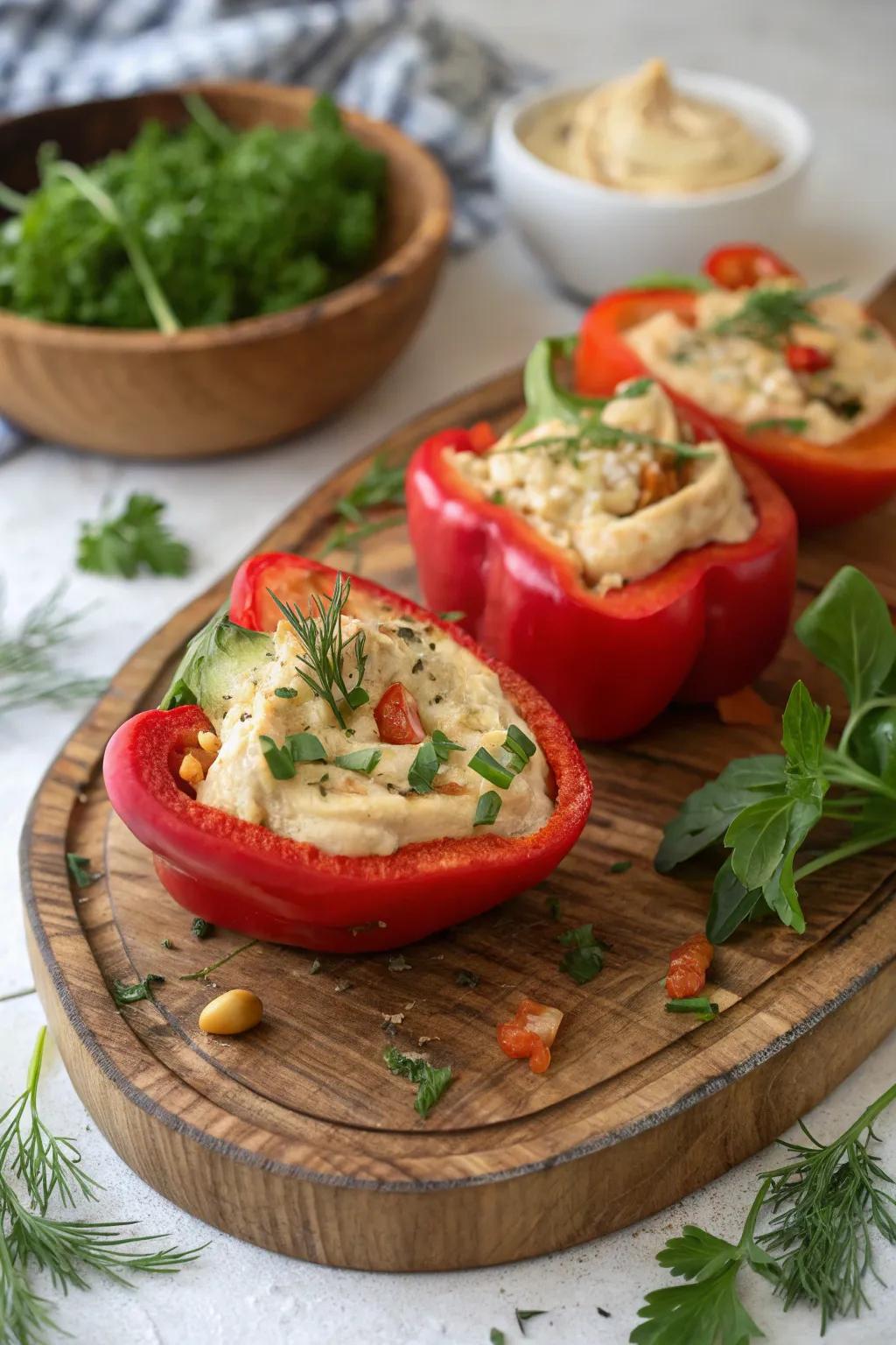 Vibrant pepper salad bites offer a healthy and bright snack choice.