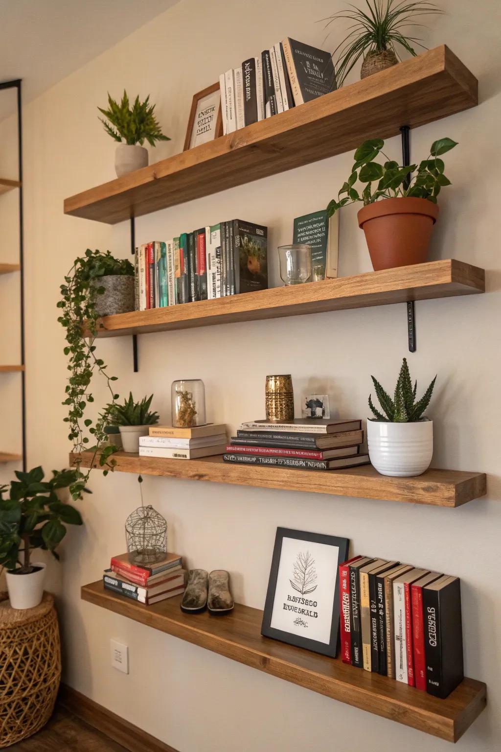 Wall ledges are a stylish way to store things.
