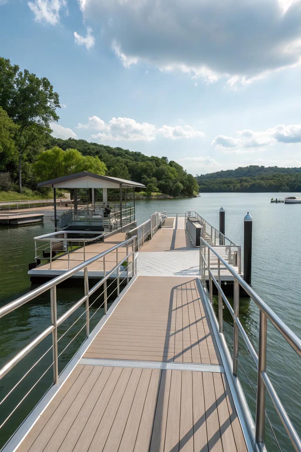 An elegant dock design that uses today's top-notch materials for a cutting-edge look.