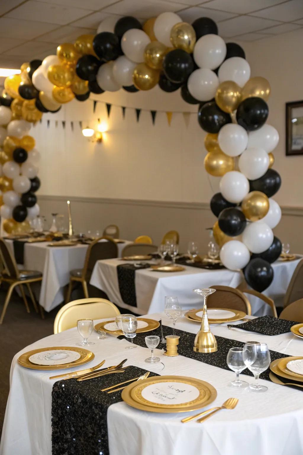 An elegant color combination introduces a refined aspect to the gathering.