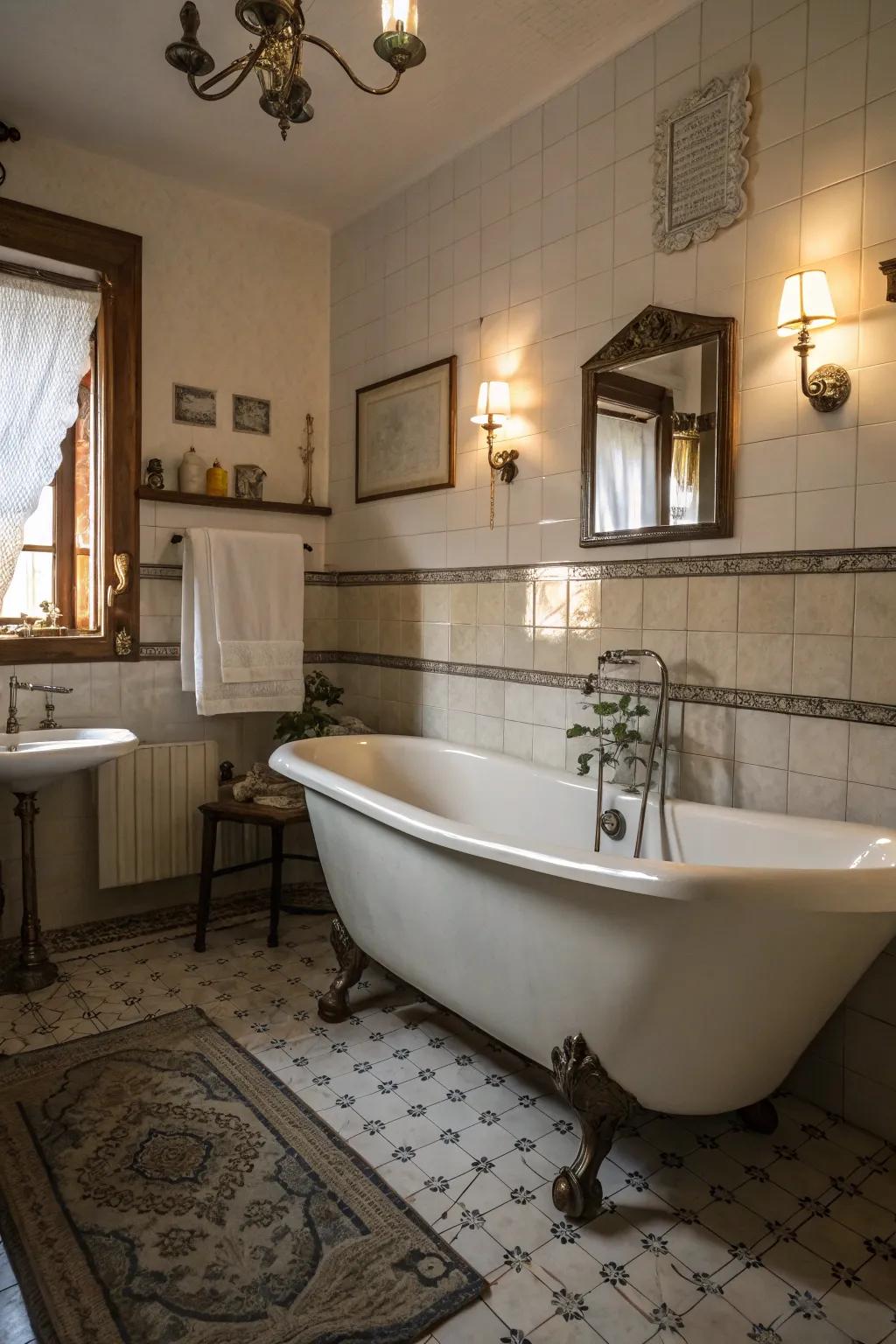 The enduring charm of a clawfoot tub speaks of opulence and nostalgia.
