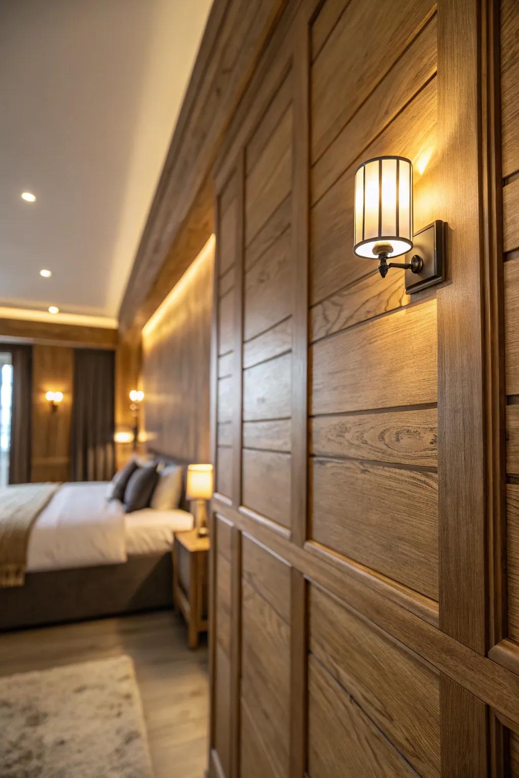Wood panels lend warmth and natural elegance.