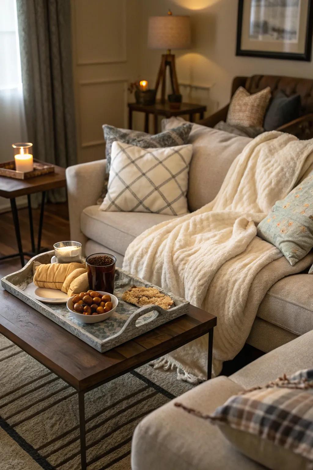 Turn your living room into a charming romantic picnic location.
