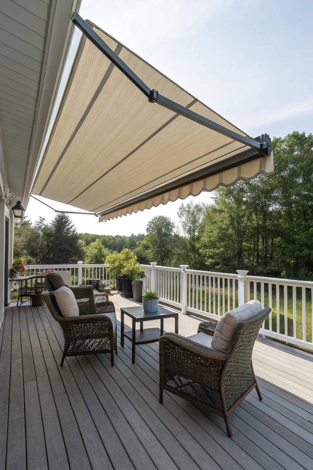 A flexible sunshade delivers adaptable protection and style.