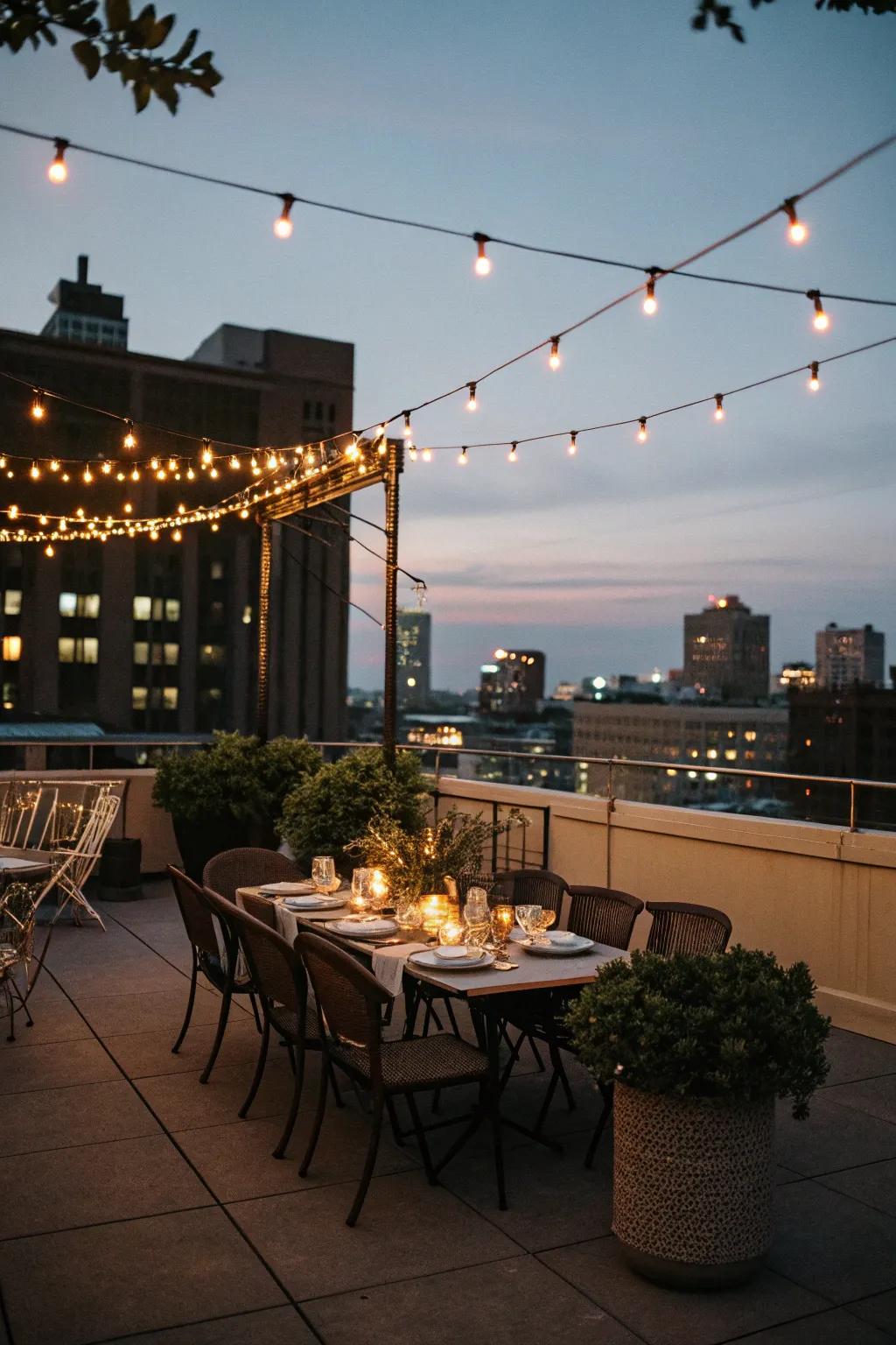 Dining beneath the stars on an enchanting rooftop.