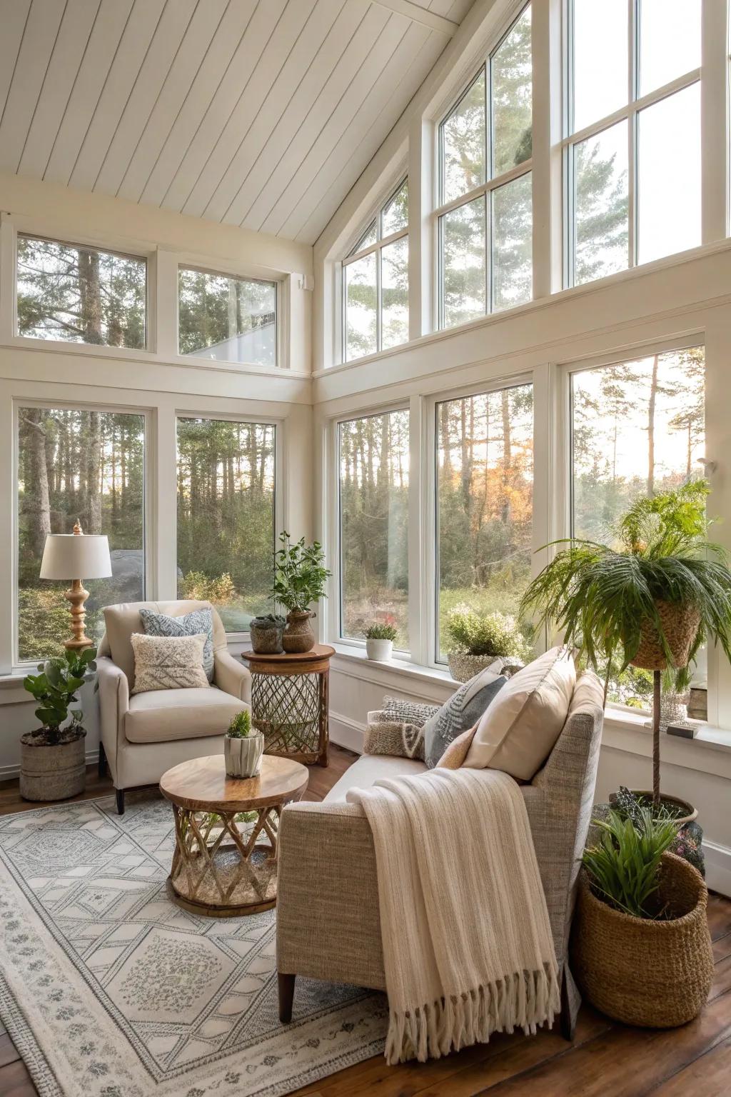 A sunroom offers a bright and tranquil space all year.