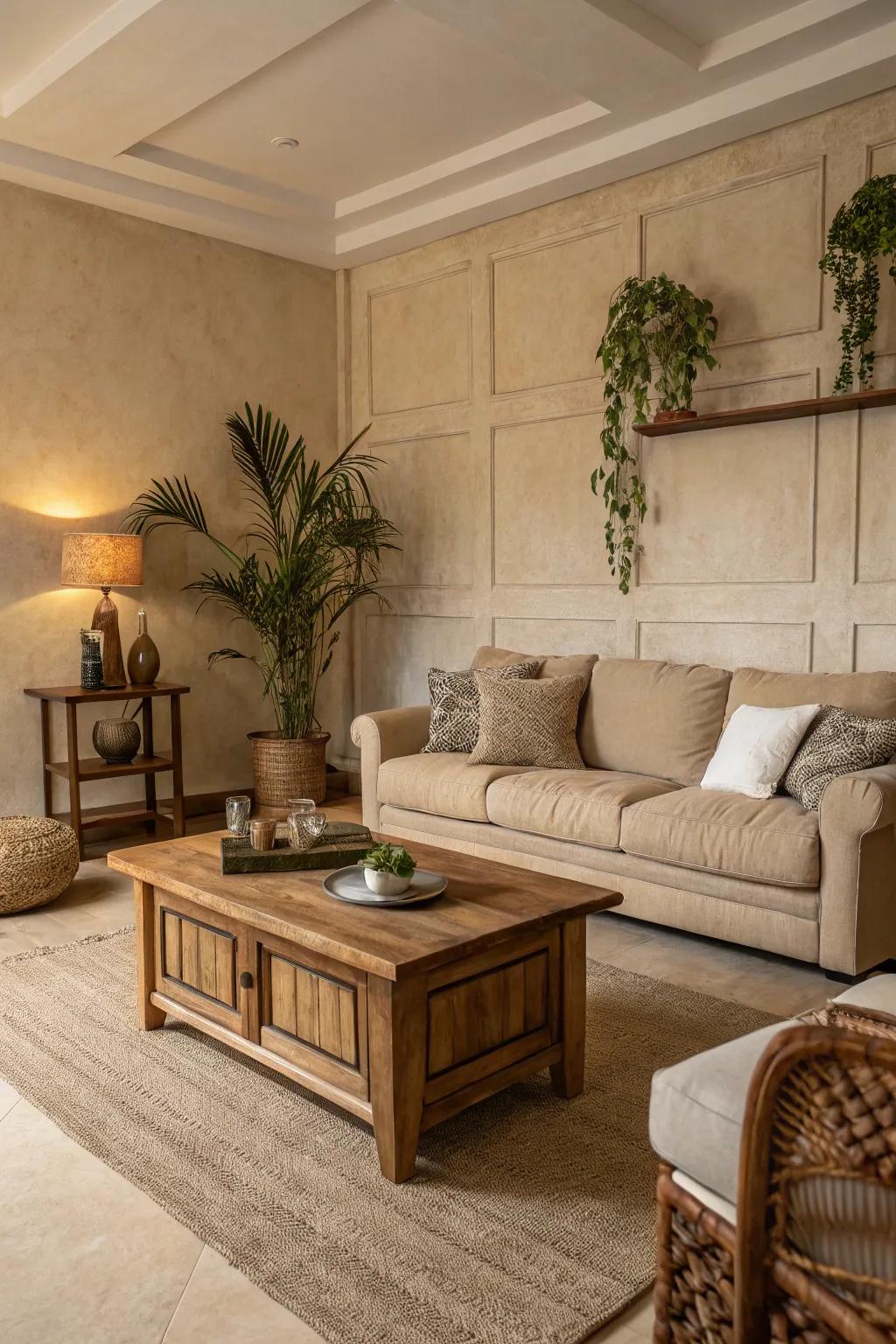 Calming colors create a peaceful and spacious setting.