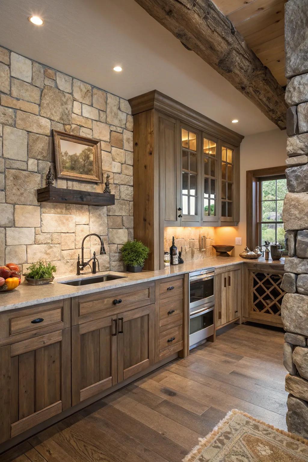 Original stone tiles supply a authentic rustic touch.