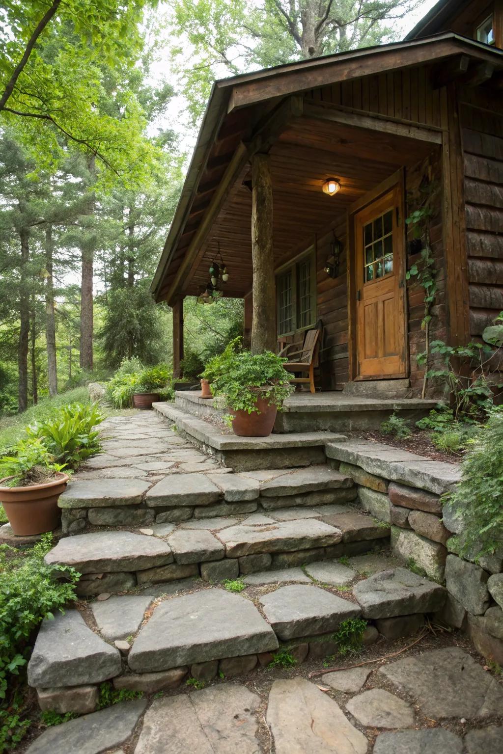 Stone details introduce a hint of earthy elegance to your porch.