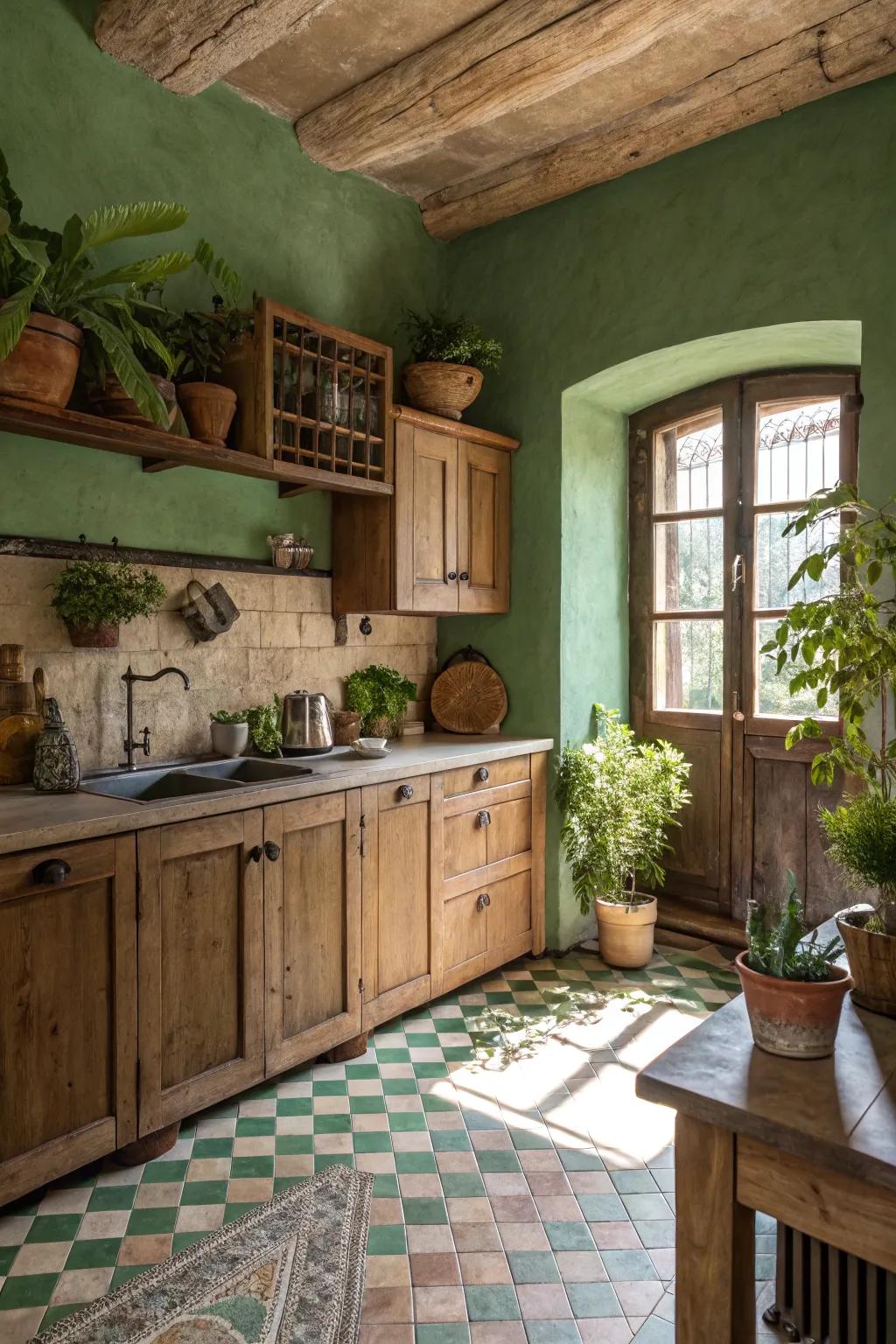 Natural hues foster a serene atmosphere in this countryside kitchen.