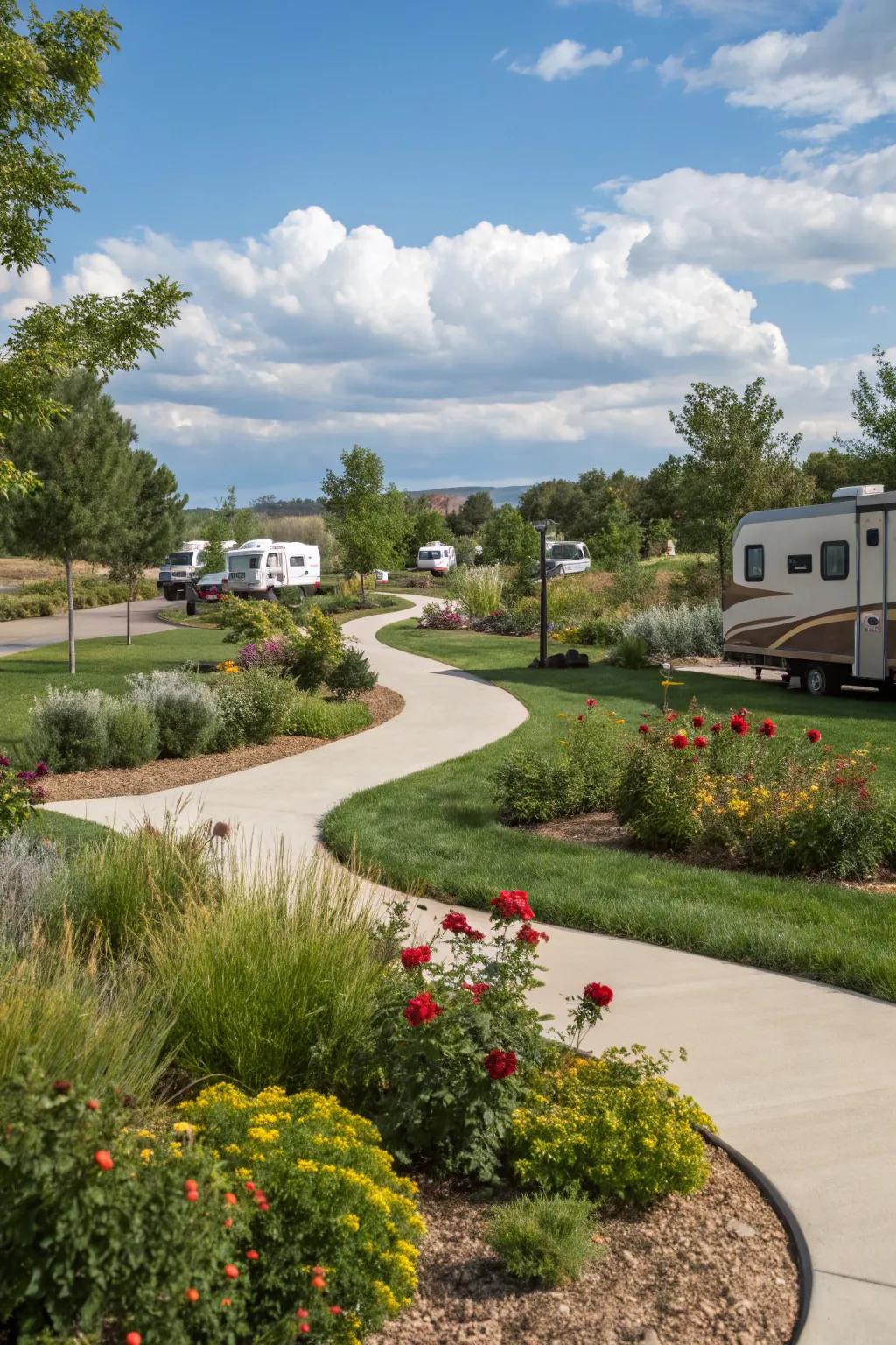 A lush, inviting landscape that enhances any RV park.