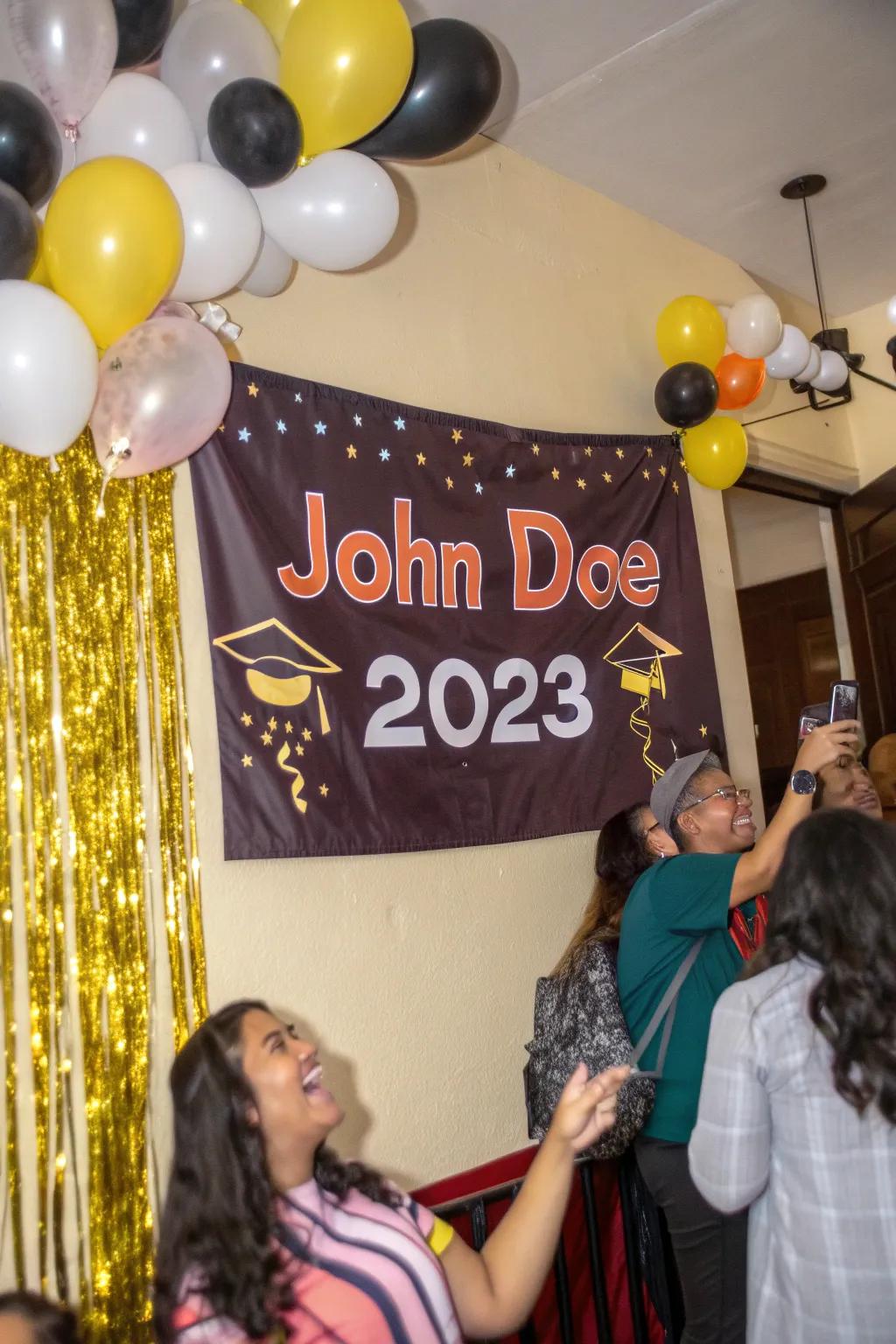 A customized banner introduces a personal element to your party.