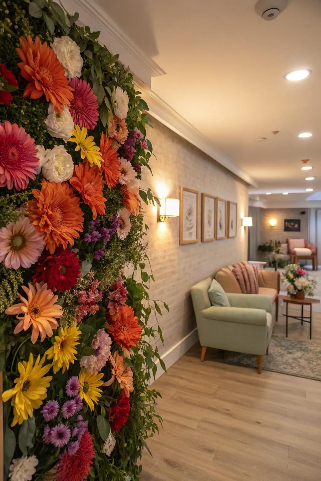 Transform your wall into a stunning floral retreat for amazing selfies.