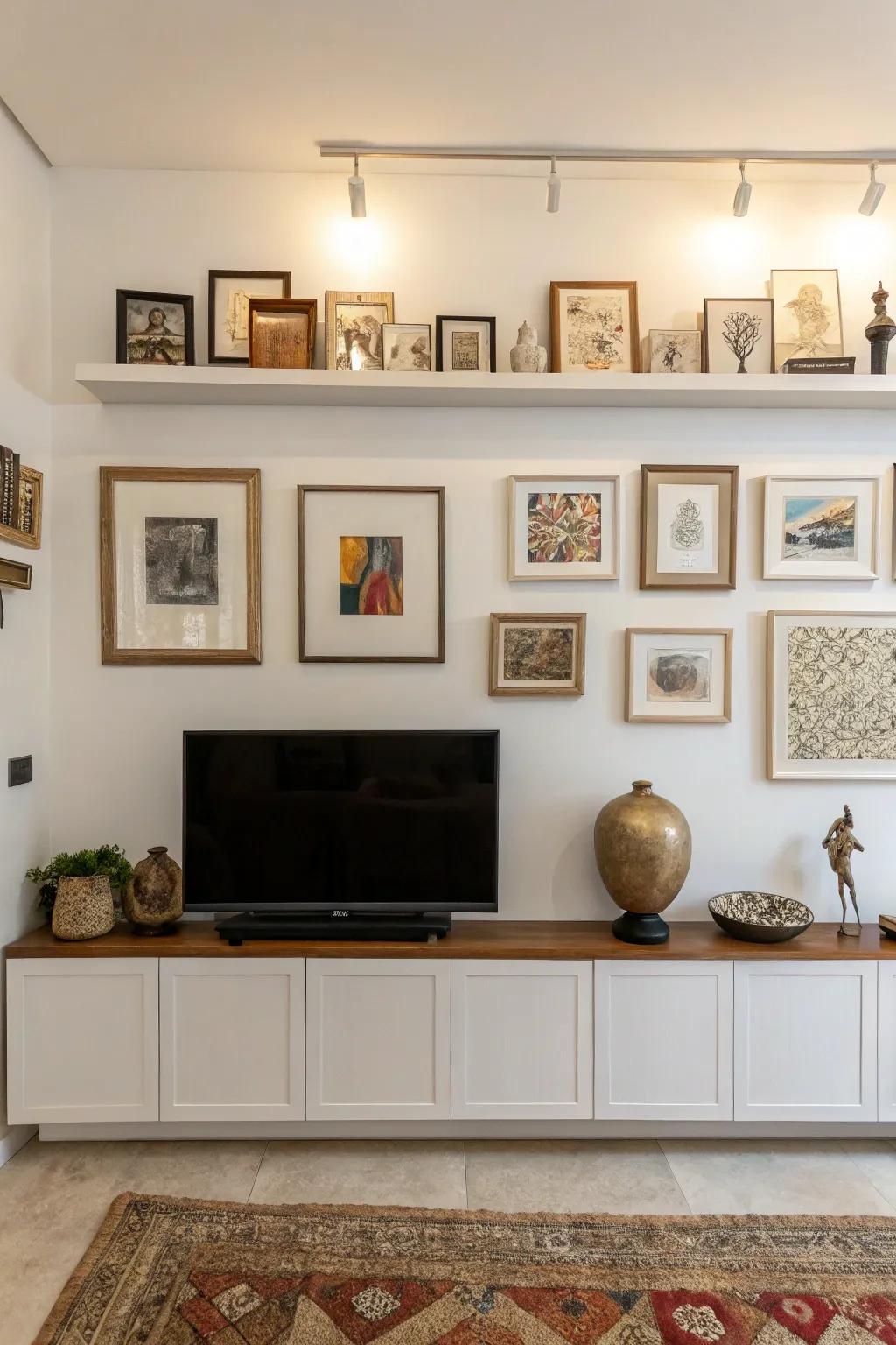 Redesign the wall above your TV into an art display.