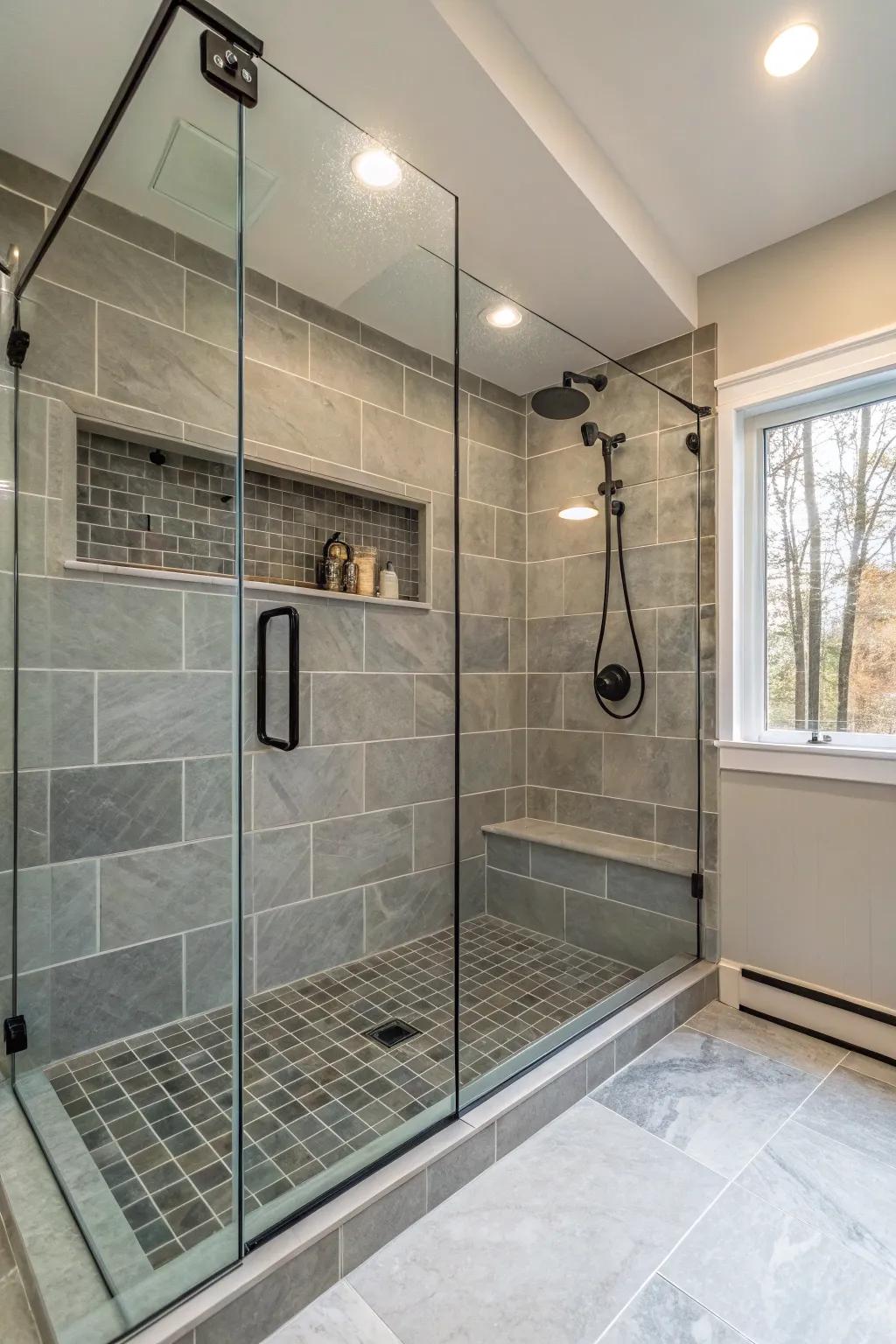 A roomy easy access shower boosts both style and usability.